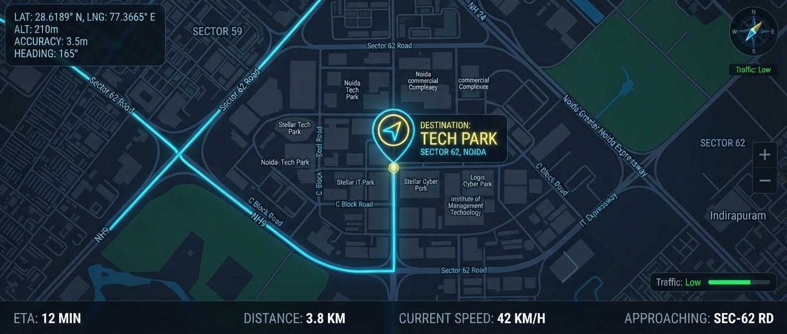 Map centred on the academy at Okhla Head, Jamia Nagar, New Delhi